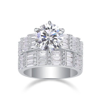 Vanilla - A Fashionable And Luxurious Jewelry Piece Set With 3-carat Moissanite S925 Sterling Silver And Platinum-plated Diamond