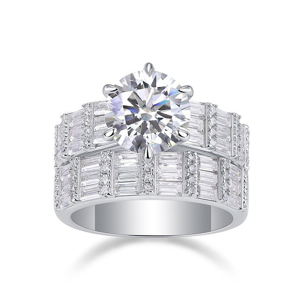 Vanilla - A Fashionable And Luxurious Jewelry Piece Set With 3-carat Moissanite S925 Sterling Silver And Platinum-plated Diamond