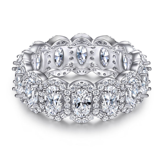 Oval Zircon Silver Ring Female Niche High Sense