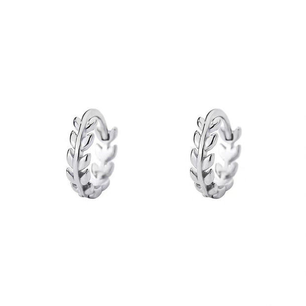 Sterling Silver Simple Fresh Olive Branch Ear Clip Women's All-match