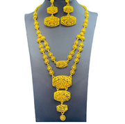 Gold Jewelry Suit Arabic Bridal Wedding Necklace Bracelet Earrings Ring