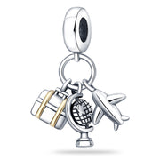 Travel Around The World Leisure Style Silver Plated Bead Pendant