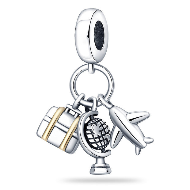 Travel Around The World Leisure Style Silver Plated Bead Pendant