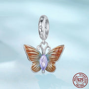 S925 Sterling Silver Butterfly Pendant Charm Smart Insect Diy Bead Accessories