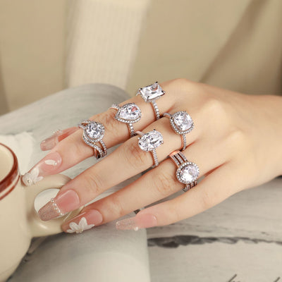 Oval Zircon Silver Ring Female Niche High Sense