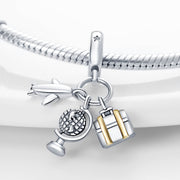 Travel Around The World Leisure Style Silver Plated Bead Pendant