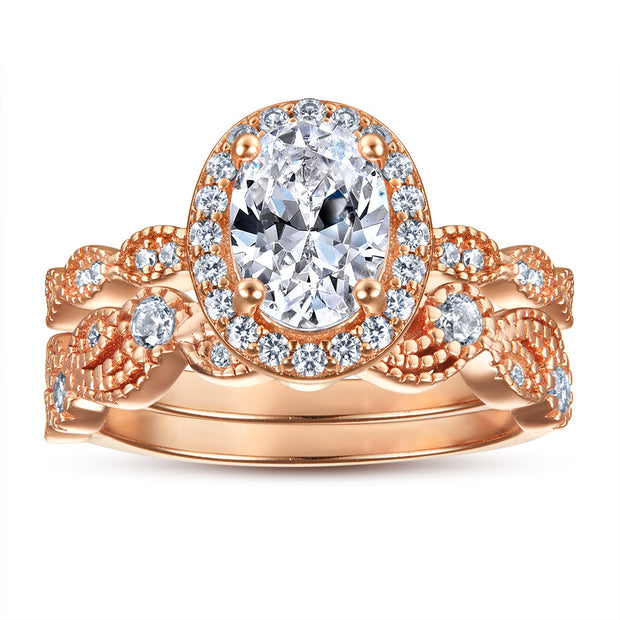 Oval Zircon Silver Ring Female Niche High Sense