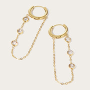 Internet Hot Chain Zircon Tassel Titanium Steel Earrings
