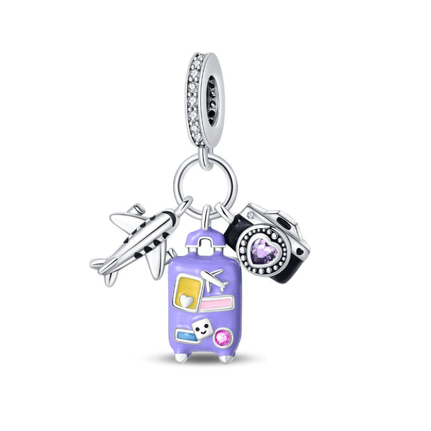 Travel Around The World Leisure Style Silver Plated Bead Pendant