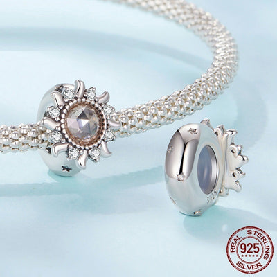 S925 Sterling Silver SUNFLOWER Silicone Positioning Bracelet Spacer Beads