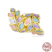 S925 Sterling Silver Beads Autumn Fallen Leaves Diy Bracelet Beads Accessories
