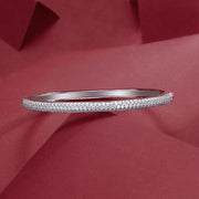 Classic Fashion Bridal Pave AAA Cubic Zirconia Princess Cut CZ Eternity Tennis Stackable Bangle Bracelet For Women, Prom, Wedding Silver Plated 7-7.5 Inch